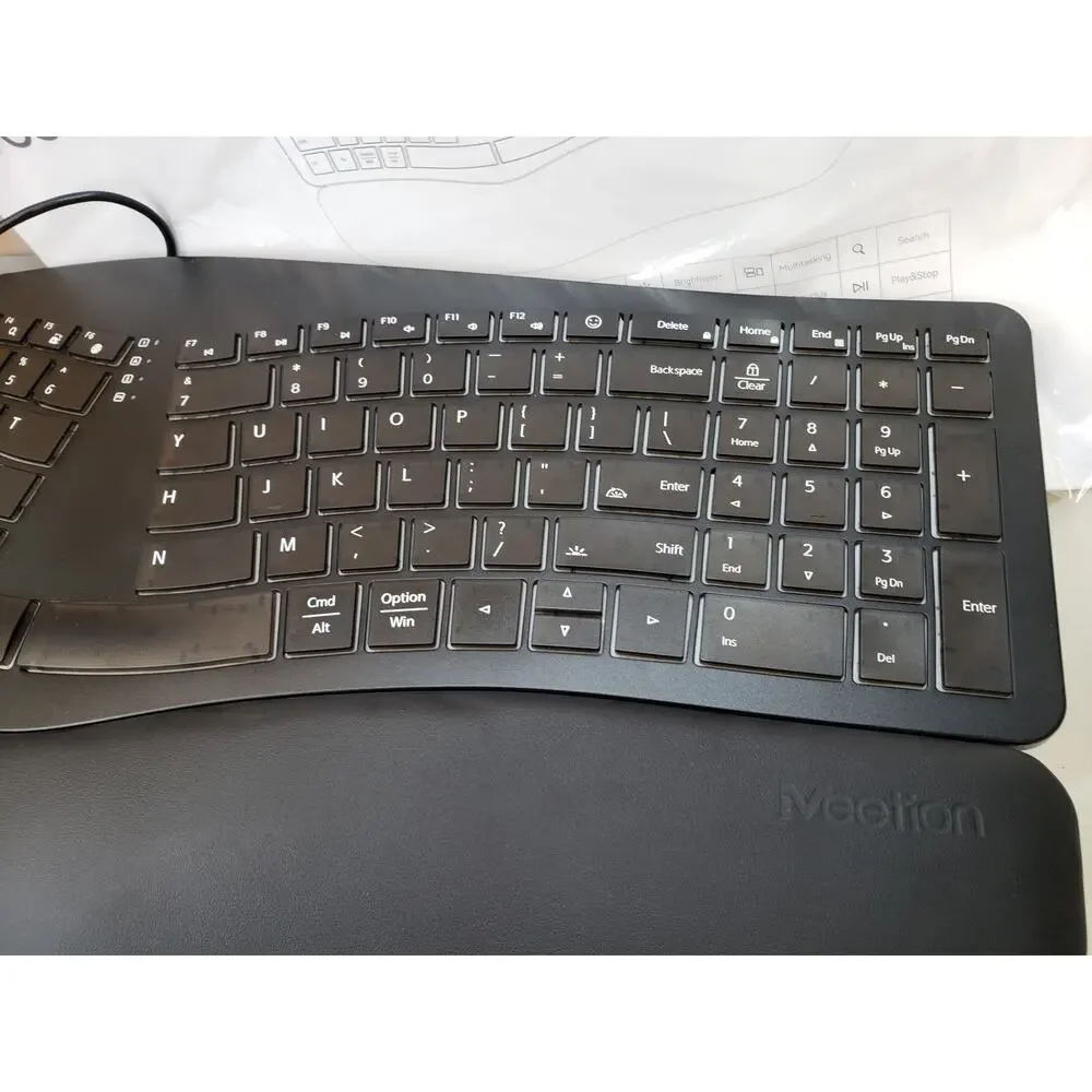 Meetion K2000 Ergonomic Wired Keyboard with Wrist Rest (Black)
